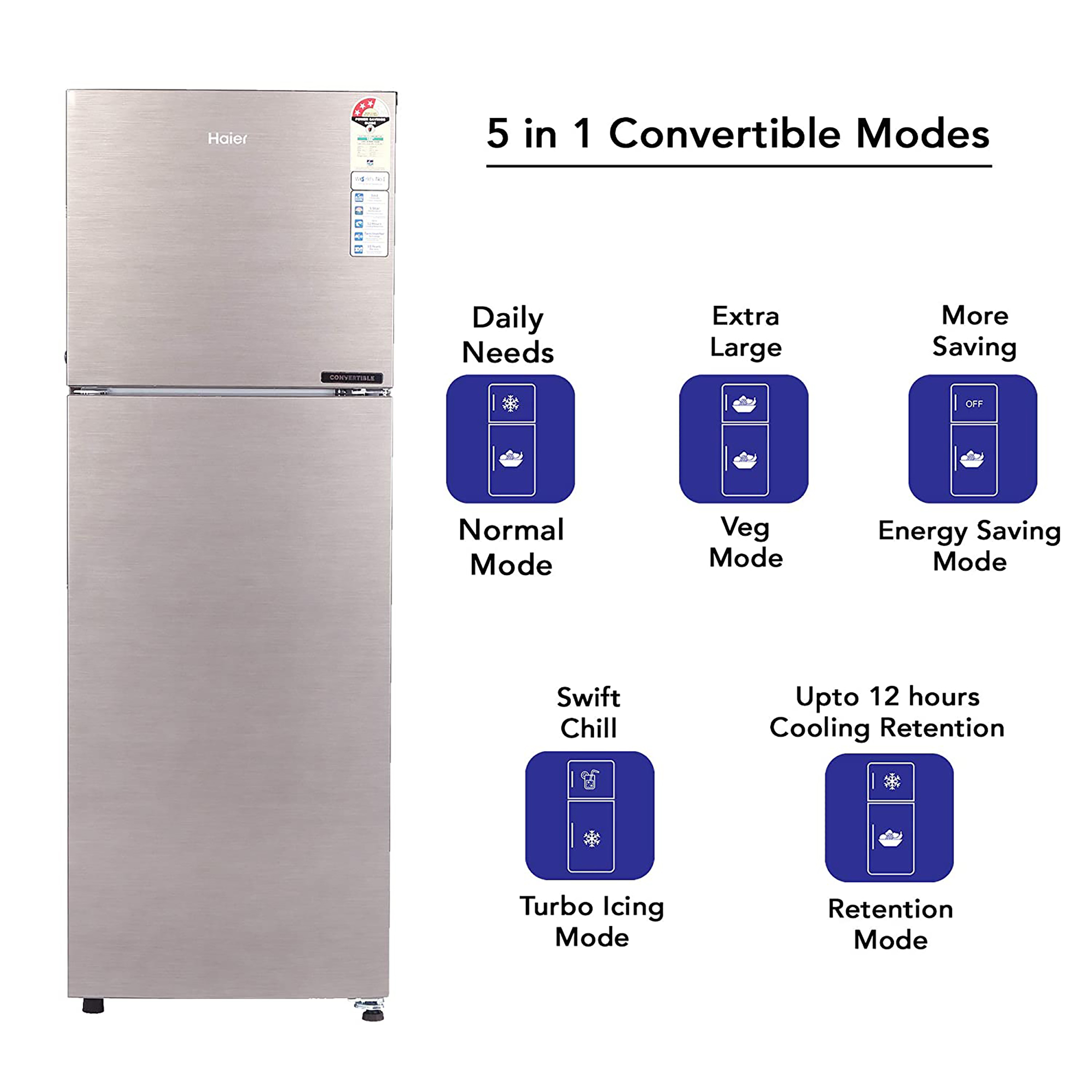 Buy Haier 258 Litres 2 Star Frost Free Double Door Convertible